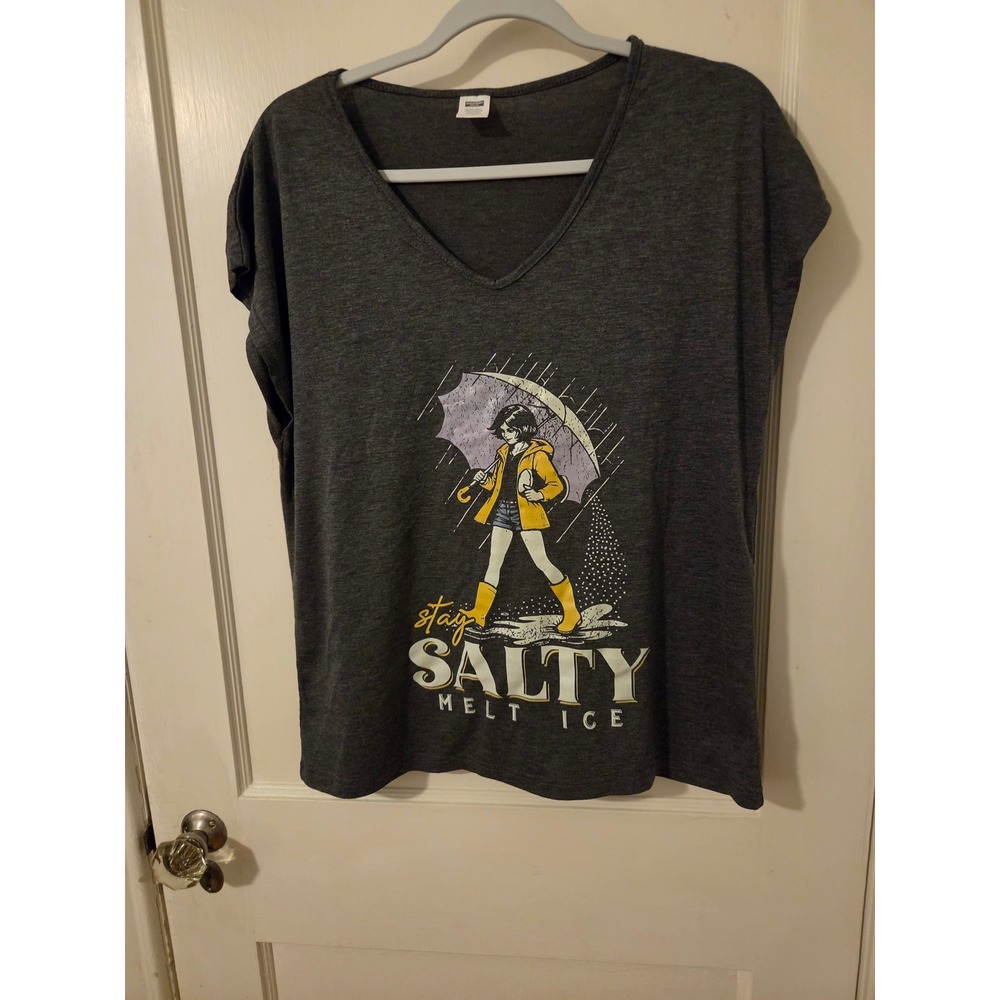 Digiprint Apparel Stay Salty Melt Ice Graphic Tee Charcoal Gray V-Neck XL